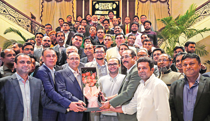 Bashundhara Group Chairman and Vice Chairman were greeted with floral bouquet by the leaders of COAB